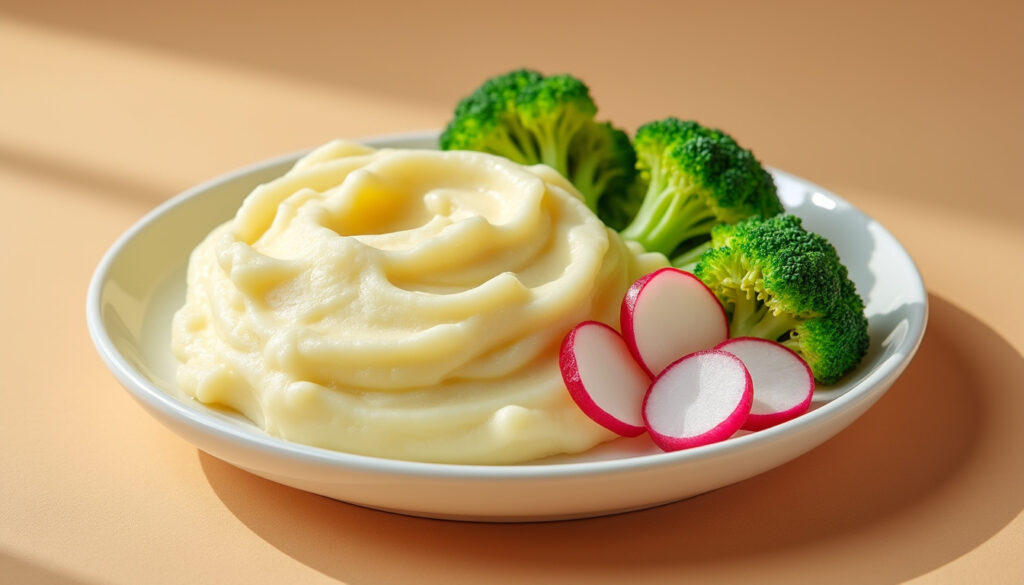 découvrez notre écrasé de pomme de terre, brocoli et radis, une recette saine et délicieuse parfaite pour éveiller le goût de votre bébé. idéal pour initier les tout-petits aux saveurs naturelles des légumes, ce plat riche en nutriments est simple à préparer et adapté aux jeunes palais.