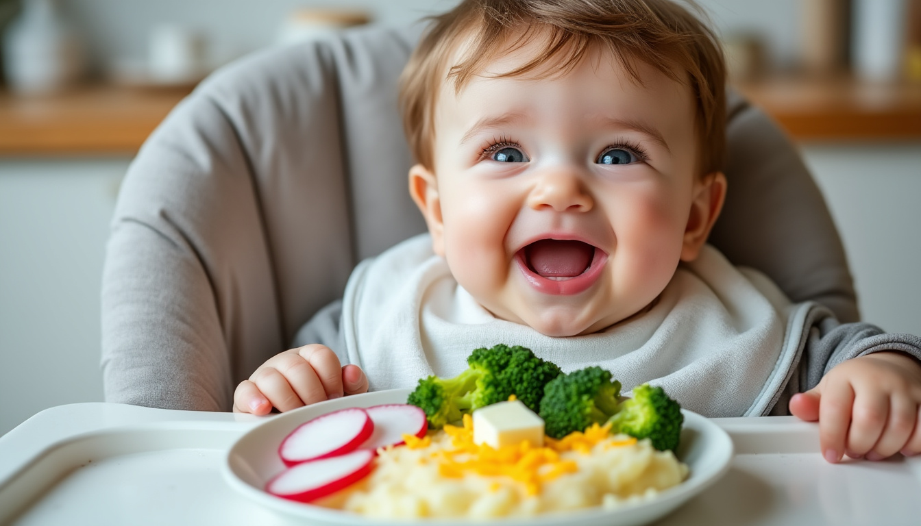 découvrez notre recette d'écrasé de pomme de terre, brocoli et radis, spécialement conçue pour les bébés. un plat savoureux et équilibré, idéal pour introduire de nouvelles saveurs tout en garantissant une alimentation saine et nourrissante pour votre petite cuisine en développement.