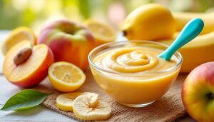 découvrez le délicieux mélange de purée de nectarine, banane et citron, spécialement conçu pour éveiller les papilles de votre bébé dès 6 mois. offrez-lui une douceur fruitée et rafraîchissante qui allie saveurs et nutrition.