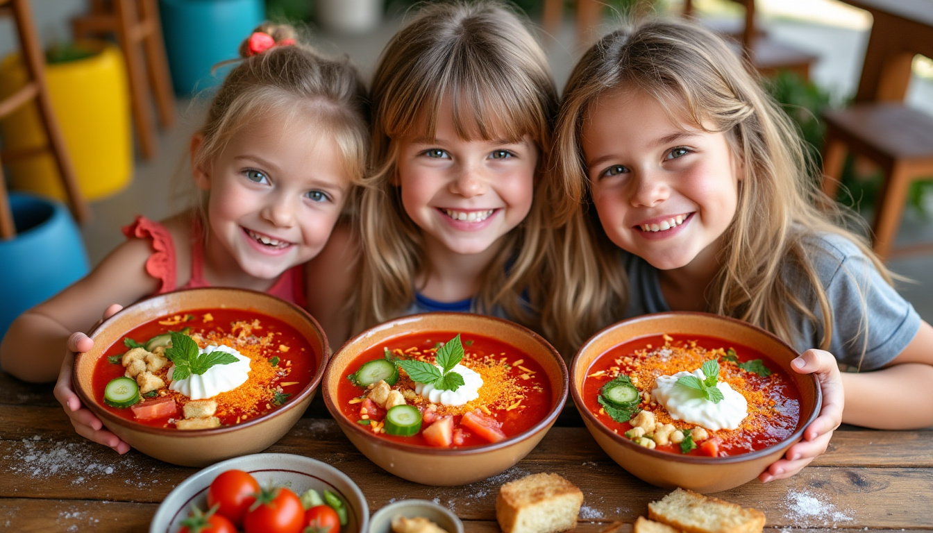 découvrez notre recette de gaspacho frais d'été spécialement conçue pour les bébés dès 8 mois. un mélange savoureux de légumes frais, idéal pour introduire de nouvelles saveurs et textures dans l'alimentation de votre petit. parfait pour les journées chaudes, ce plat léger et nutritif ravira les papilles de votre enfant tout en étant riche en vitamines !