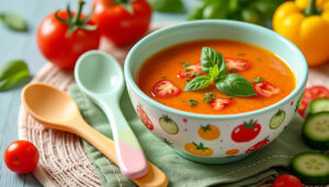 découvrez notre recette de gaspacho frais d'été, parfaite pour les bébés dès 8 mois. cette soupe onctueuse et nutritive allie saveurs naturelles et bienfaits santé, idéale pour initier votre bébé aux légumes d'été tout en lui offrant un repas rafraîchissant et délicieux.