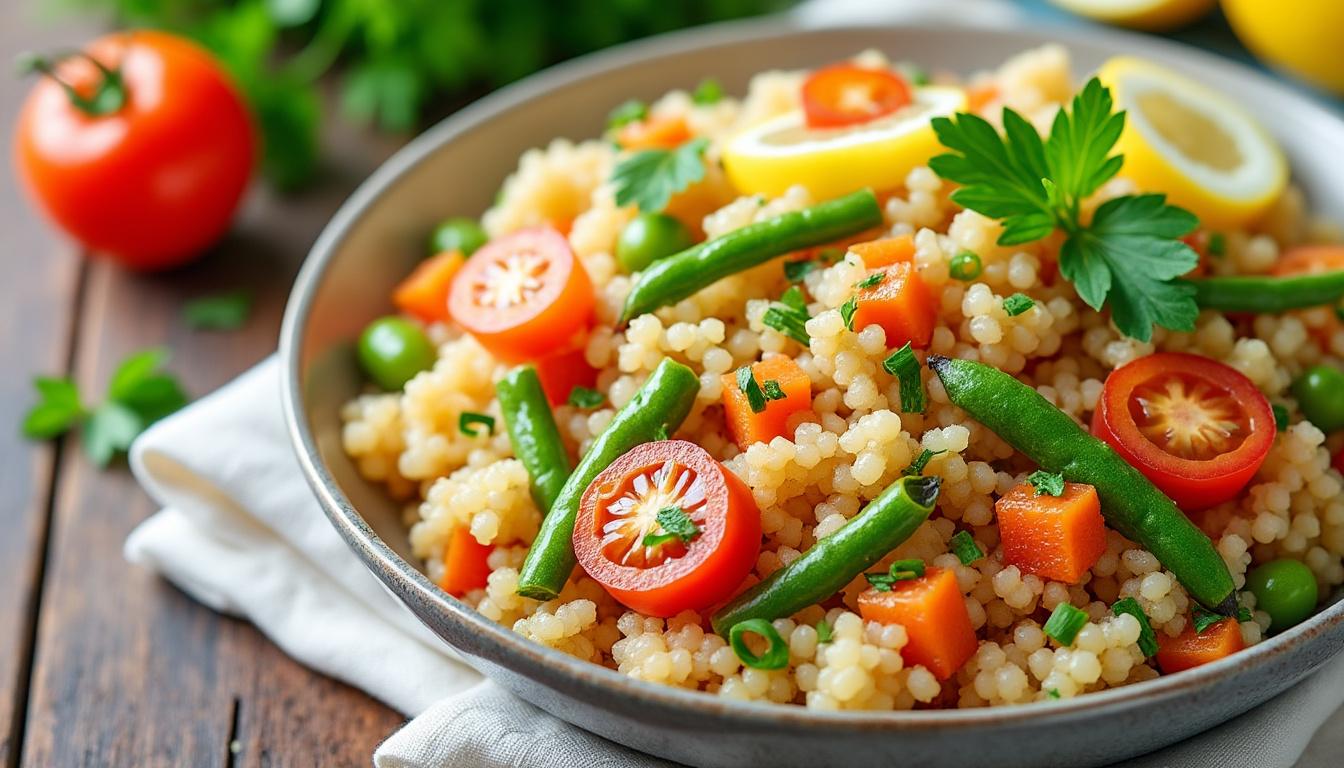 découvrez notre délicieux petit couscous de printemps, conçu spécialement pour les bébés dès 10 mois. une recette saine et savoureuse, idéale pour introduire de nouvelles saveurs et textures à votre enfant tout en lui offrant un repas équilibré.