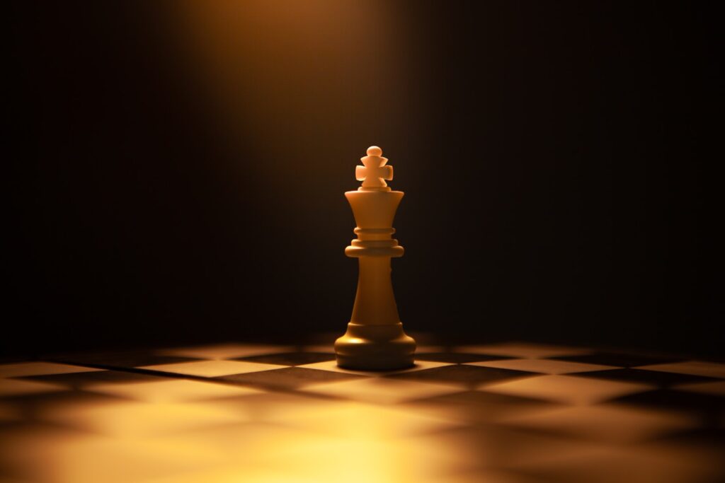 king chess on chess board