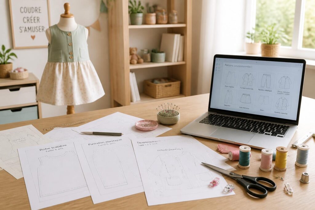 téléchargez gratuitement nos patrons de couture enfant en pdf, parfaits pour débuter facilement vos créations de vêtements pour enfants.